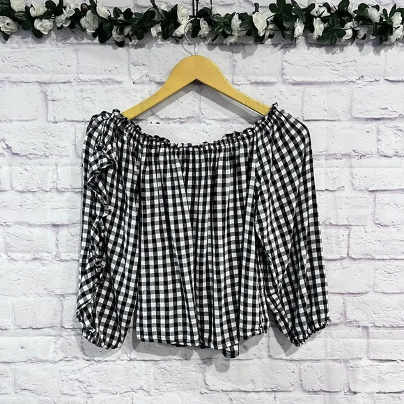 American Eagle Black And White Gingham Cropped Top Women's Size Small - Picture 2 of 10